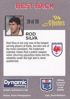 1994 Dynamic NSW Rugby League '94 Masters #28 Rod Silva Back
